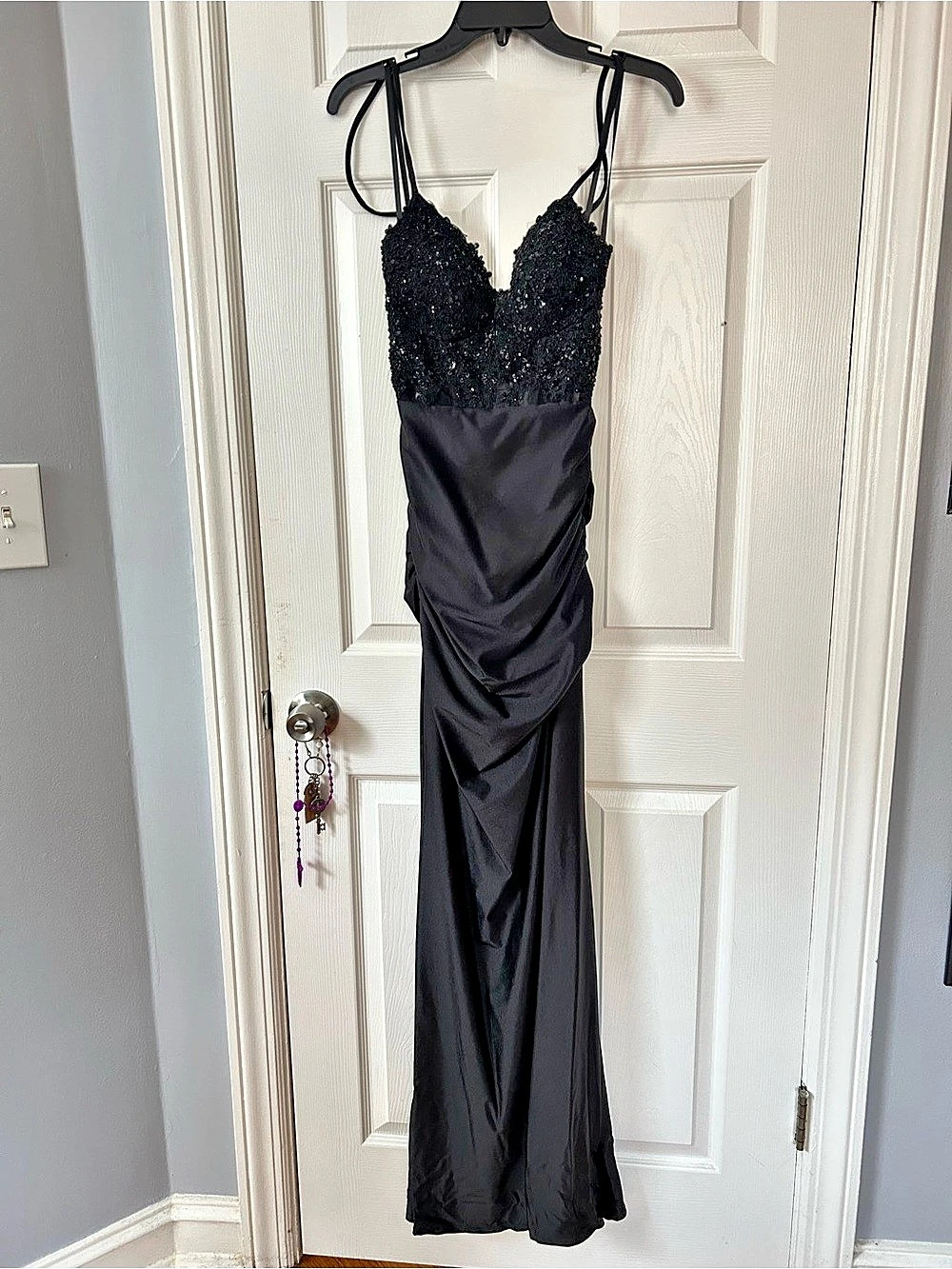 Windsor Black Lace Sequin Maxi Dress Size XS